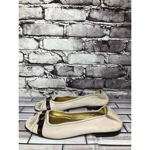 Taryn Rose Ivory Leather Brown Leather Strap Pumps Peep Toe Shoes Women sz 39EU